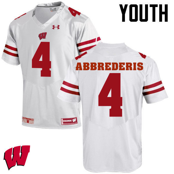 Youth Wisconsin Badgers #4 Jared Abbrederis College Football Jerseys-White